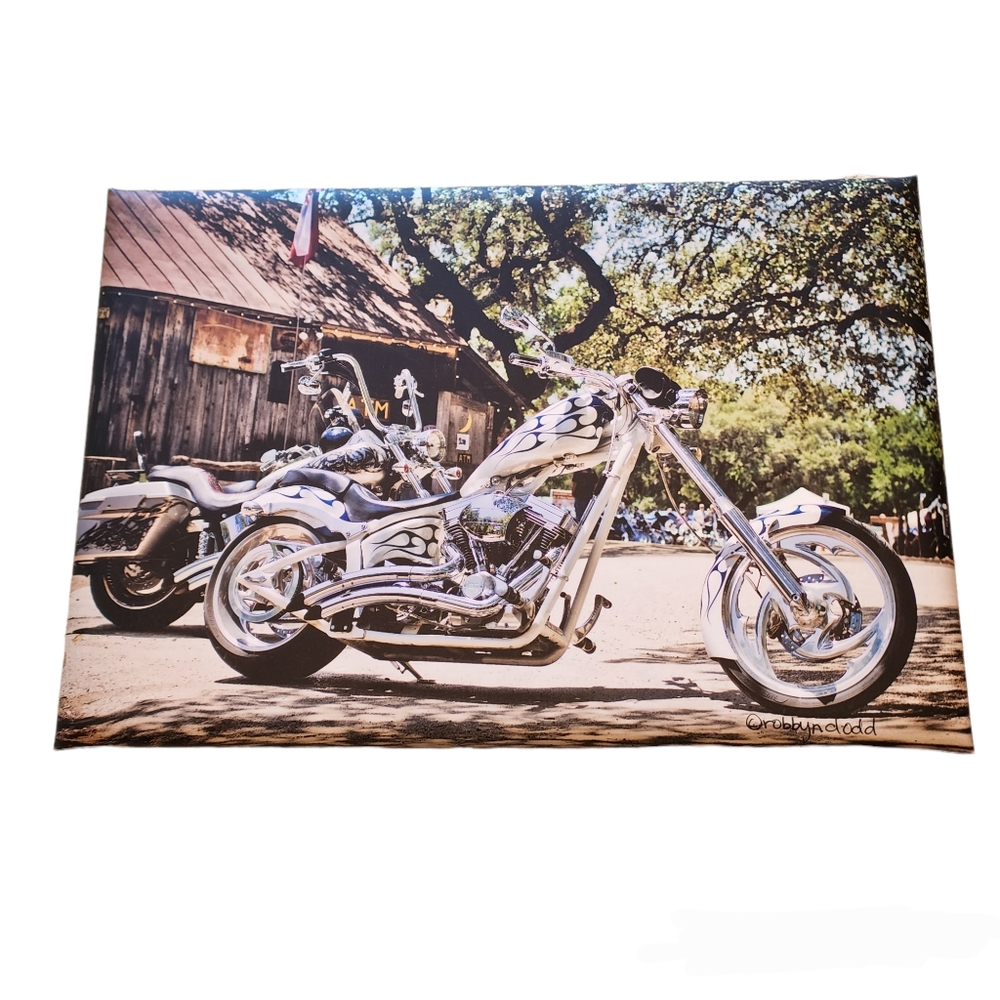 Luckenbach, TX Motorcycle Padded Wall/Desk 12x8 Art